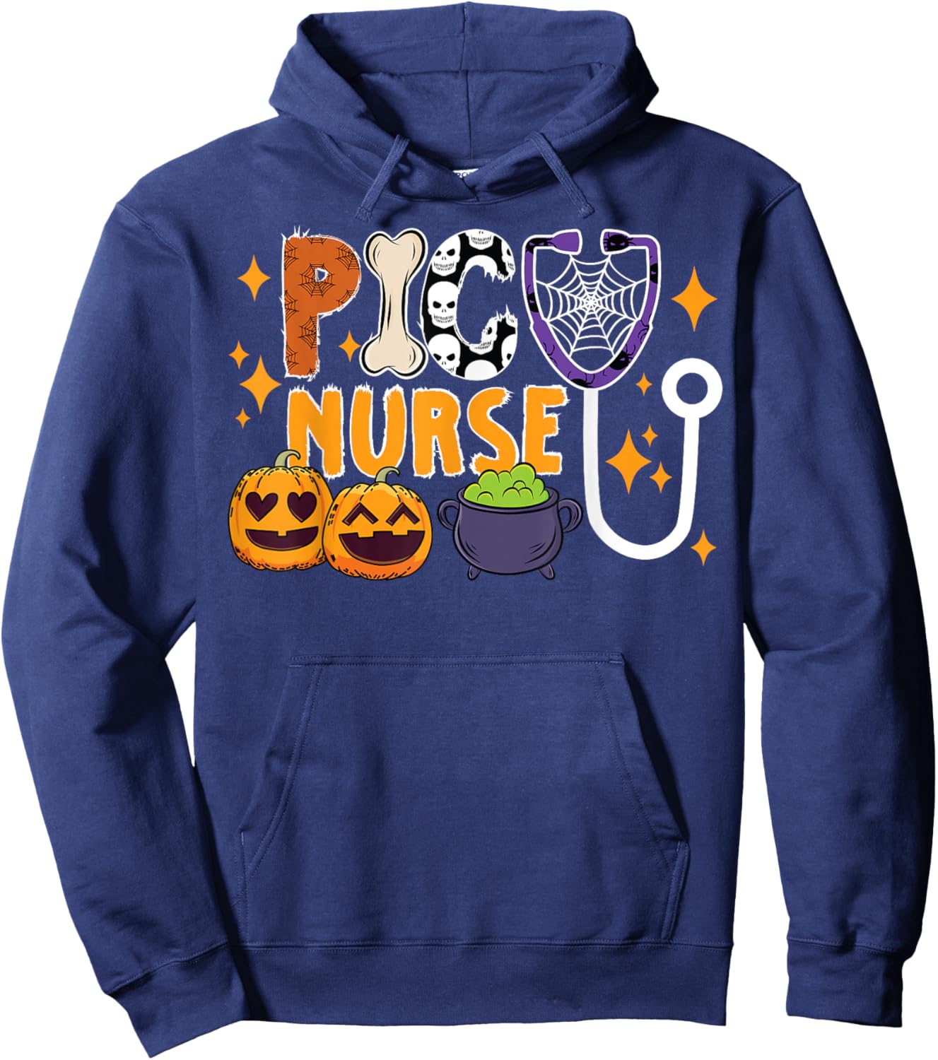 Spooky PICU Nurse Halloween Pediatric Intensive Care Unit Hoodie - Hoodie | Navy