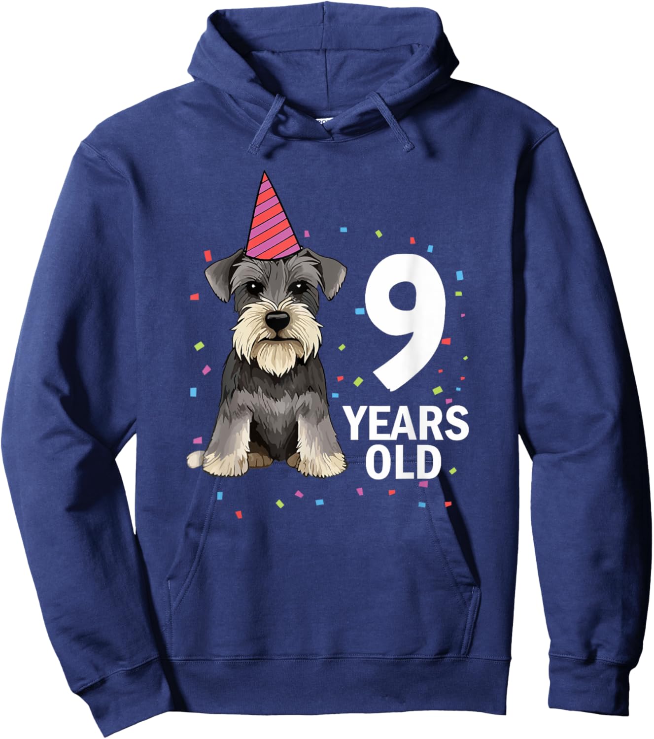 9 Years Old Birthday Schnauzer Dog Lover Puppy 9th Party Kid Hoodie - Hoodie | Navy