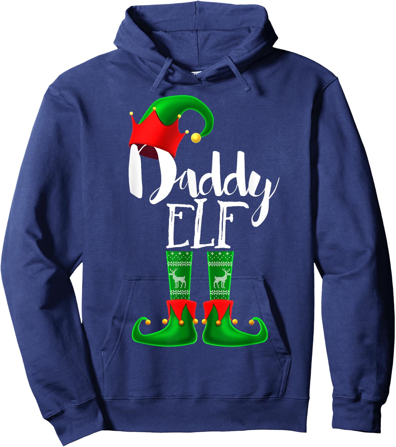 Daddy Elf Matching Family Christmas Pajama Shirt Gift Men Hoodie - Hoodie | Navy