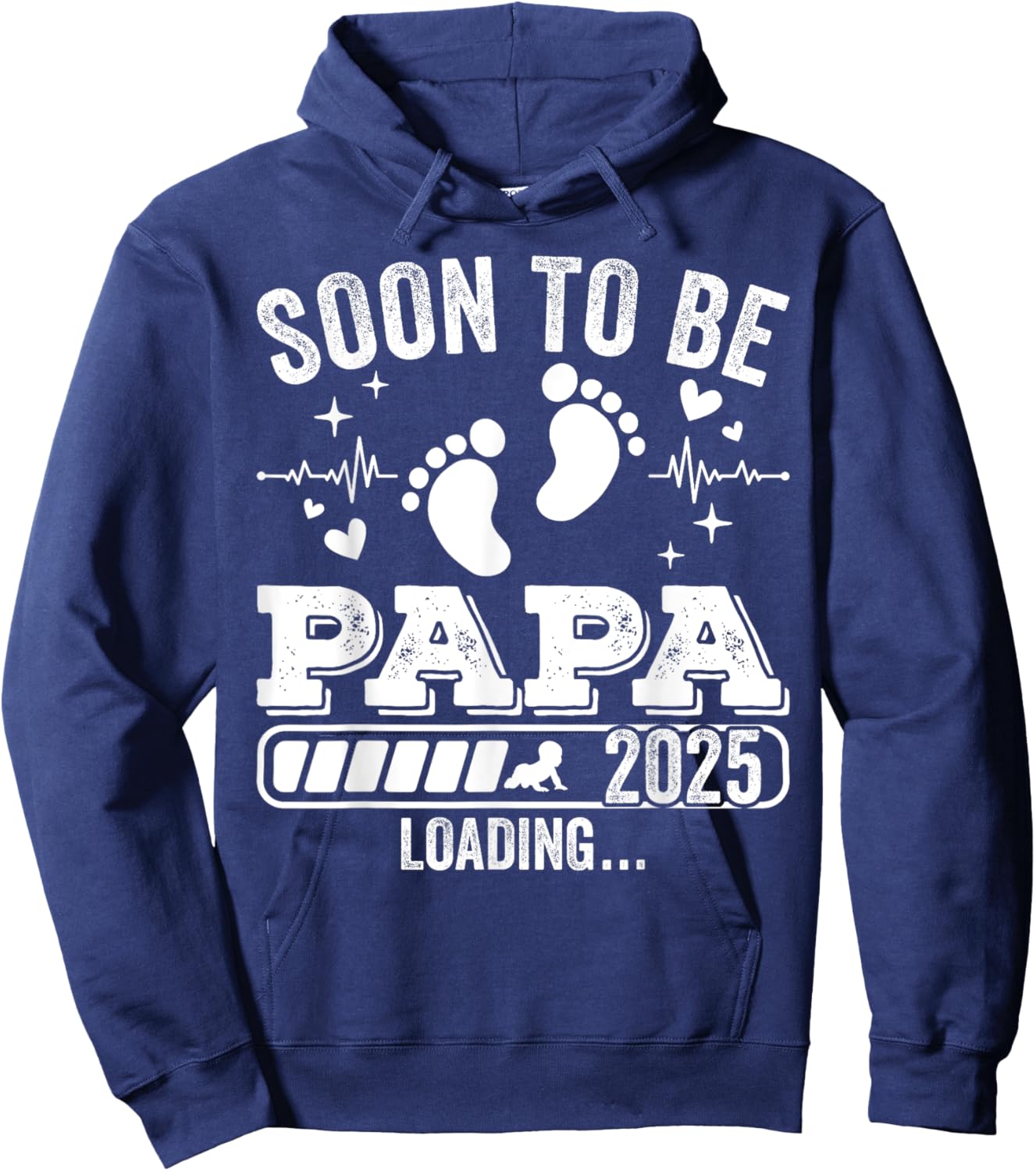 Soon to Be Papa 2025 Loading Pregnancy Announcement Hoodie - Hoodie | Navy