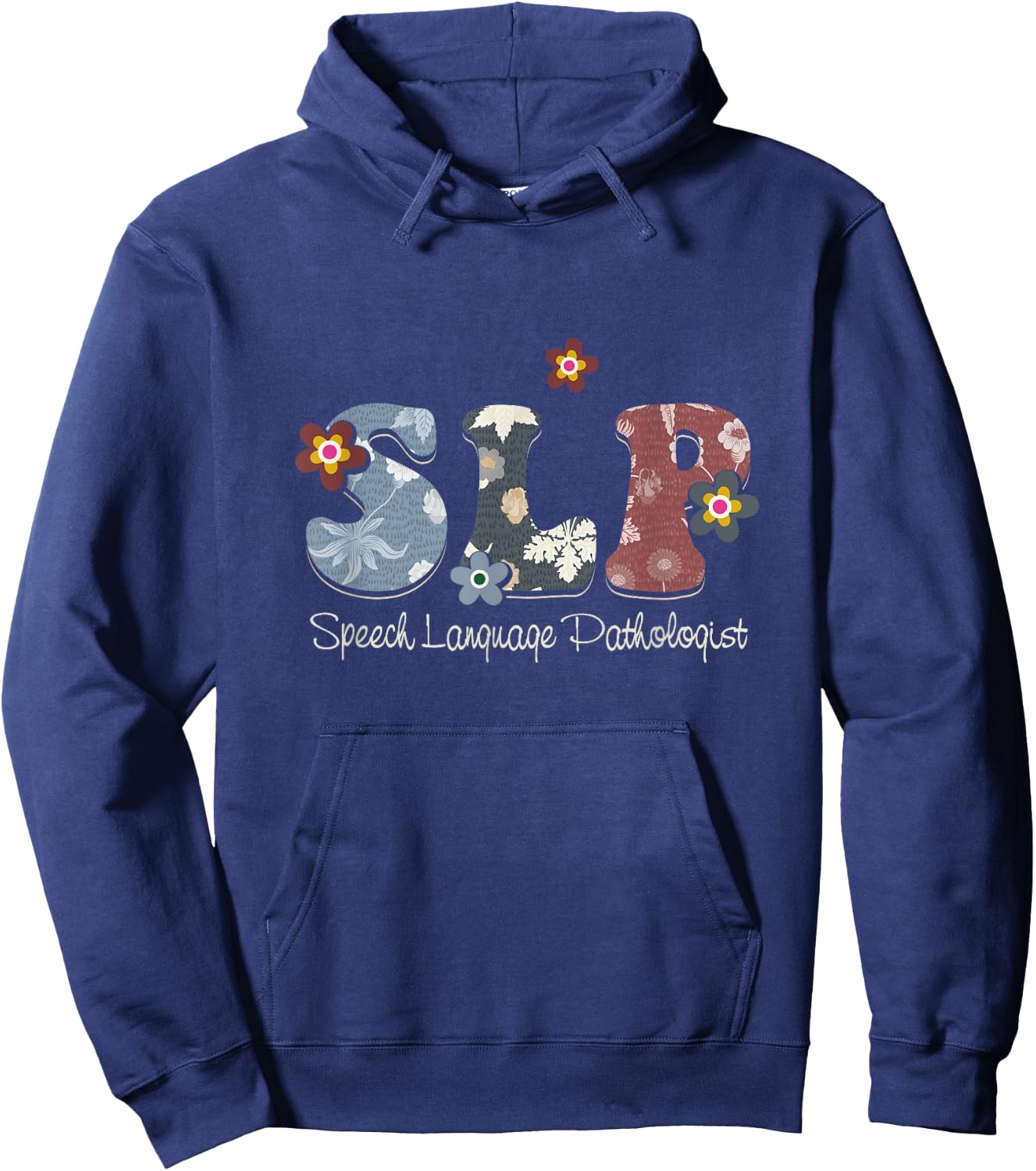 Retro Floral Slp Speech Language Pathologist Speech Therapy Hoodie - Hoodie | Navy
