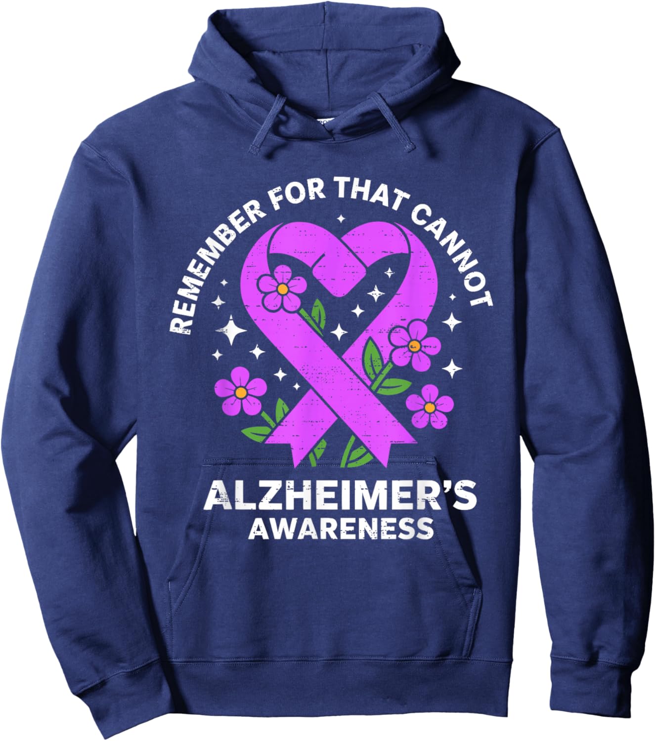 Alzheimer's Awareness Ribbon Purple Dementia Dad Mom Grandma Hoodie - Hoodie | Navy