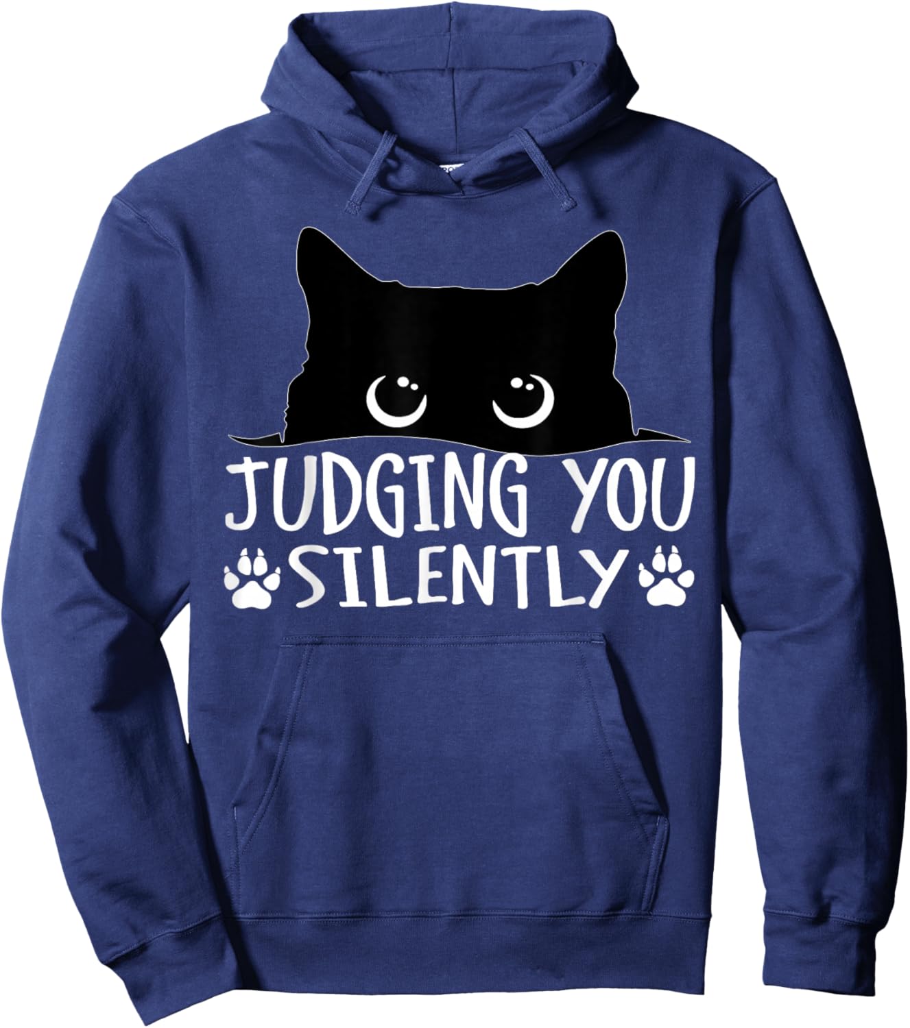Funny Black Cat Judging You Silently Sarcastic Cat Hoodie - Hoodie | Navy