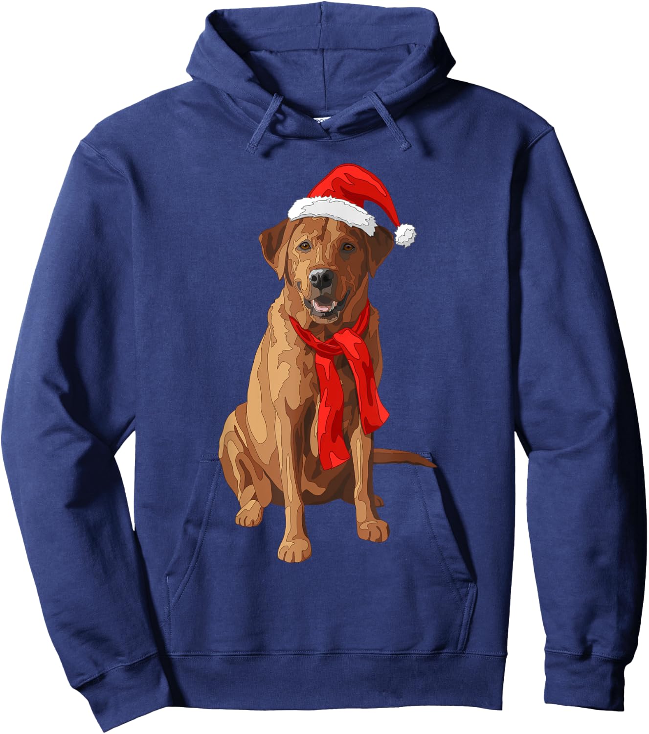 Red Labrador Retriever Dog Christmas Santa Hat Women Kids Hoodie - Hoodie | Navy