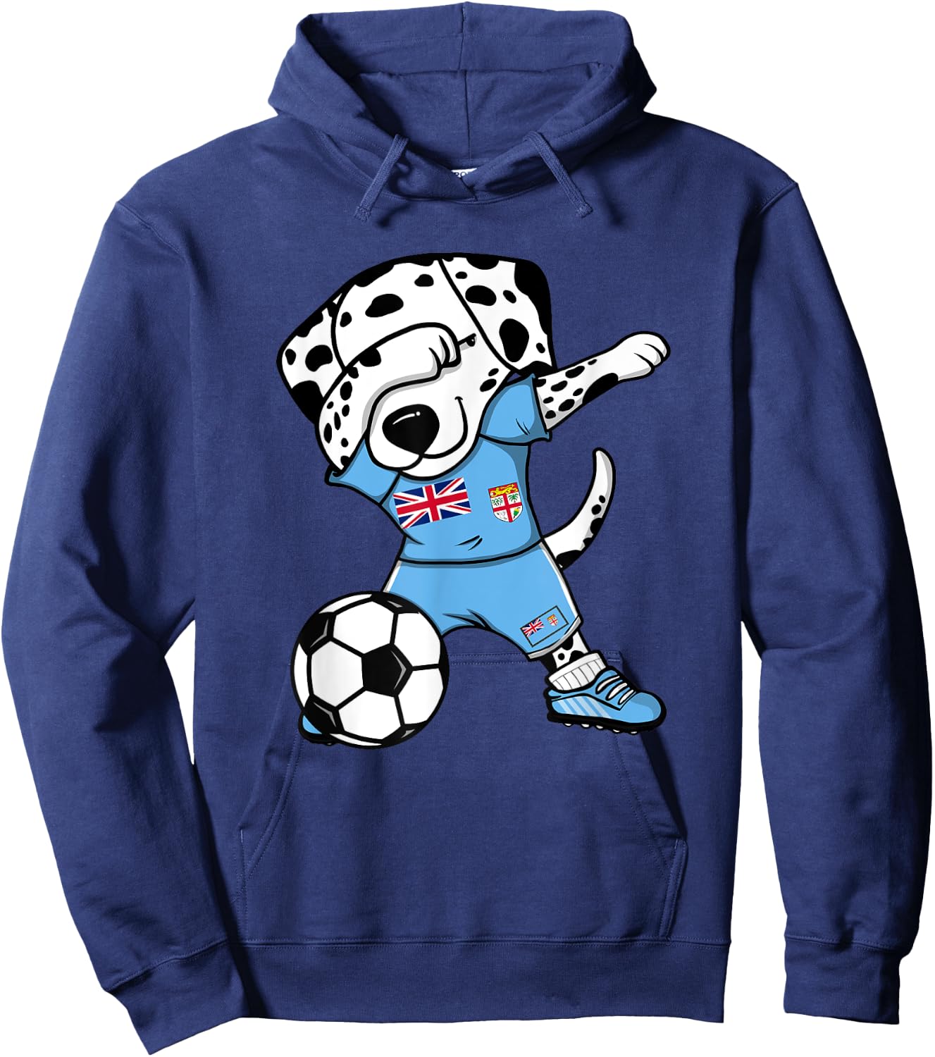 Dabbing Dalmatian Fiji Soccer Fans Jersey Fijian Football Hoodie - Hoodie | Navy