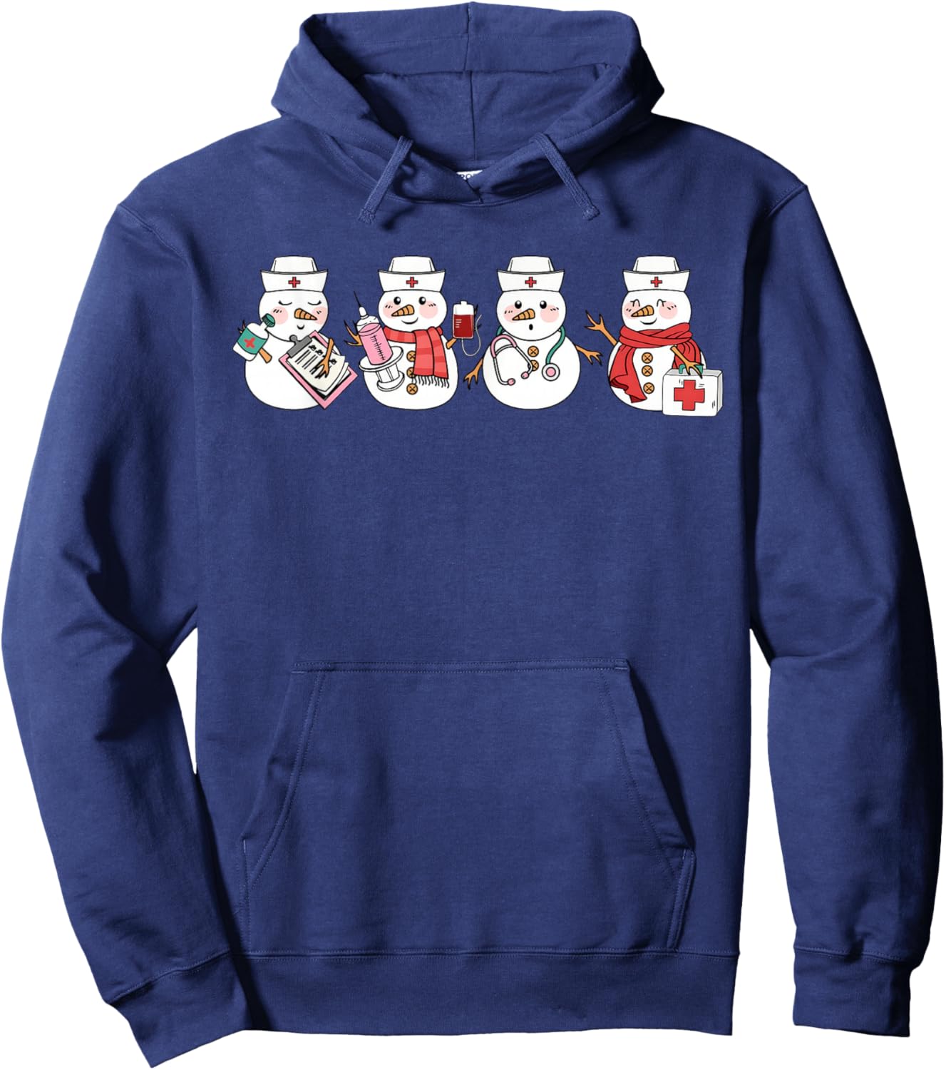 Nurse Snowman Squad Nursing RN Registered Funny Christmas Hoodie - Hoodie | Navy