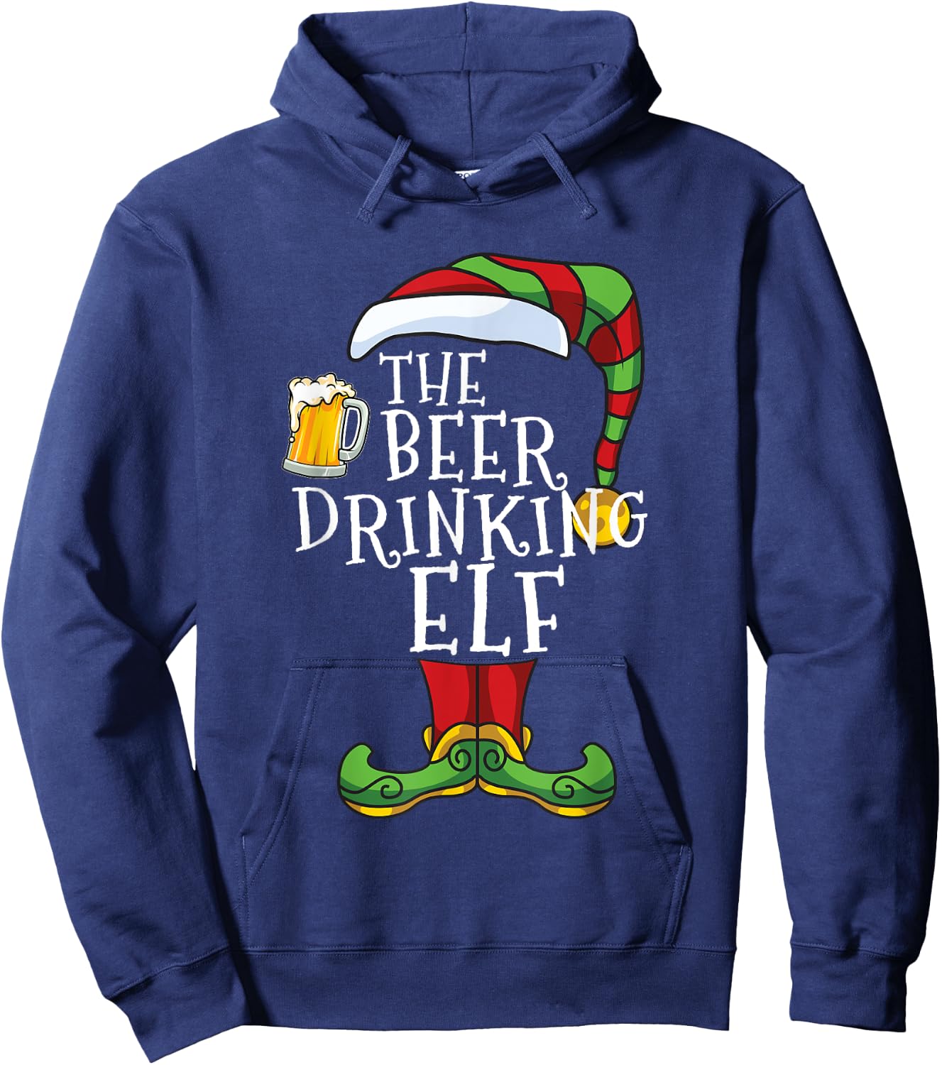Beer Drinking Elf Family Matching Christmas Funny Hoodie - Hoodie | Navy