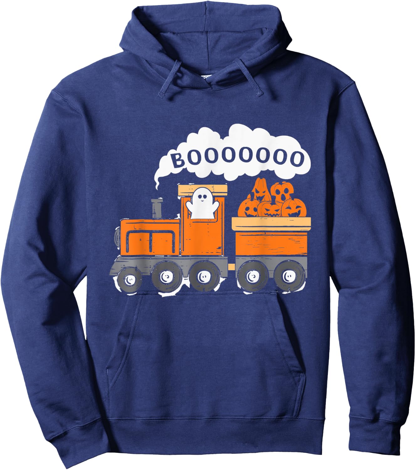 Halloween Train Boo Funny Ghost Pumpkin Toddler Kids Boys Hoodie - Hoodie | Navy