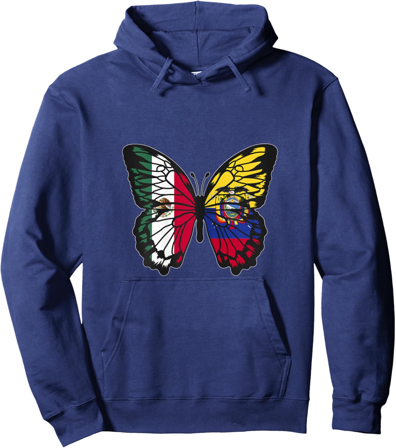 Mexico and Ecuador Mix Butterfly Half Mexican Ecuadorian Hoodie - Hoodie | Navy
