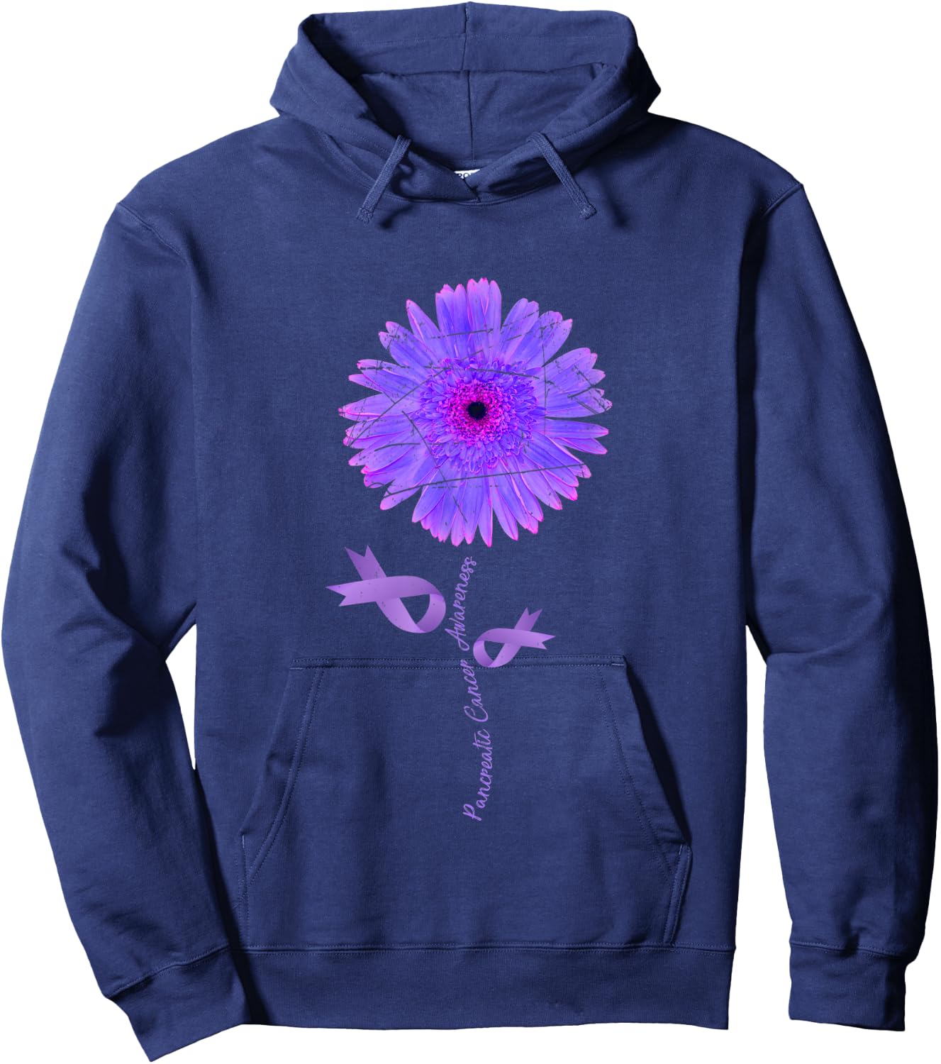 Cancer Warrior Purple Ribbon Gift Pancreatic Cancer Hoodie - Hoodie | Navy