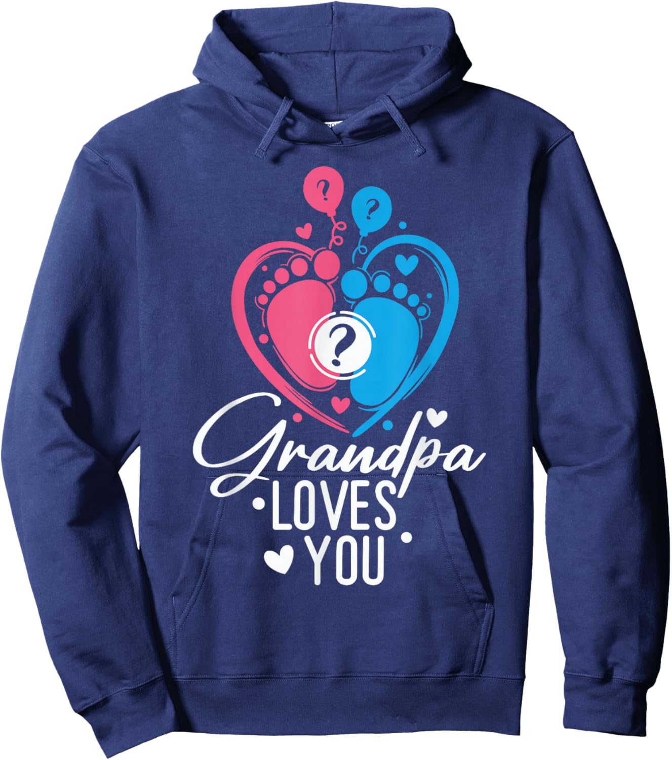 Pink Or Blue Great Grandpa Loves You Baby Gender Reveal Hoodie - Hoodie | Navy