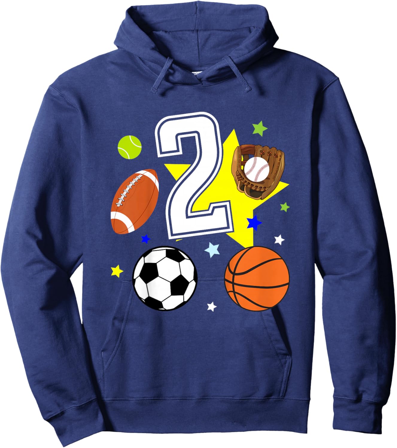 Kids 2nd Birthday Sports Birthday Theme 2 Year Old Boy Hoodie - Hoodie | Navy