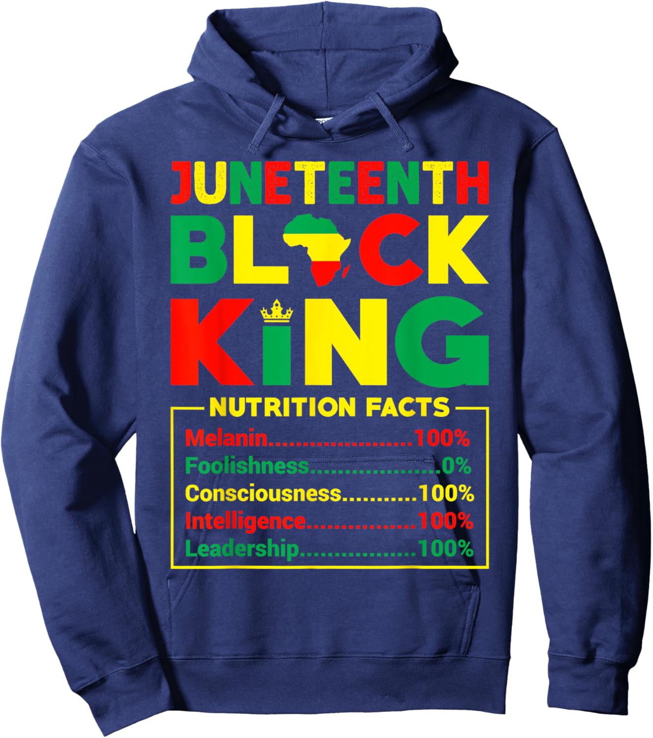 Juneteenth Boy Black King Nutritional Facts Couple Hoodie - Hoodie | Navy
