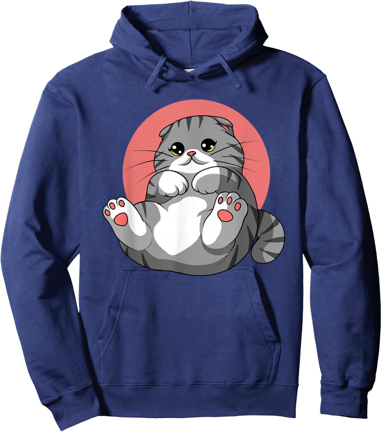 Scottish Fold Cat Neko Kitty Cute Kawaii Anime Cat Hoodie - Hoodie | Navy