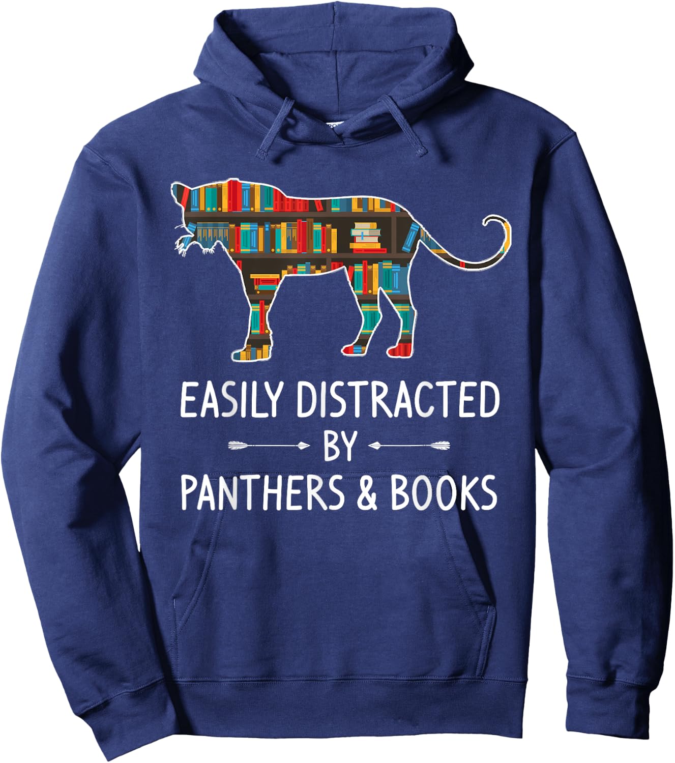 Easily Distracted By Panthers & Books Lover Gift Jaguar Hoodie - Hoodie | Navy