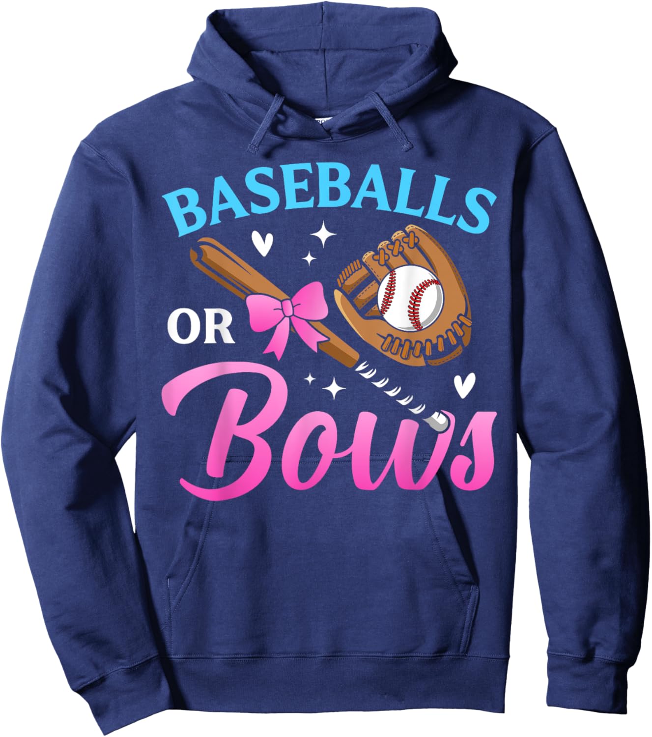 Baseball Or Bows Dad Mom Loves You Gender Reveal Party Hoodie - Hoodie | Navy