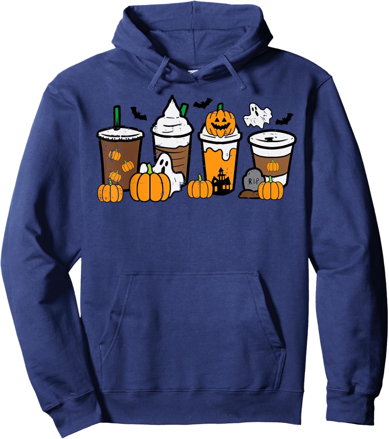 Halloween Coffee Pumpkin Spice Latte Costume Men Women Kids Hoodie - Hoodie | Navy