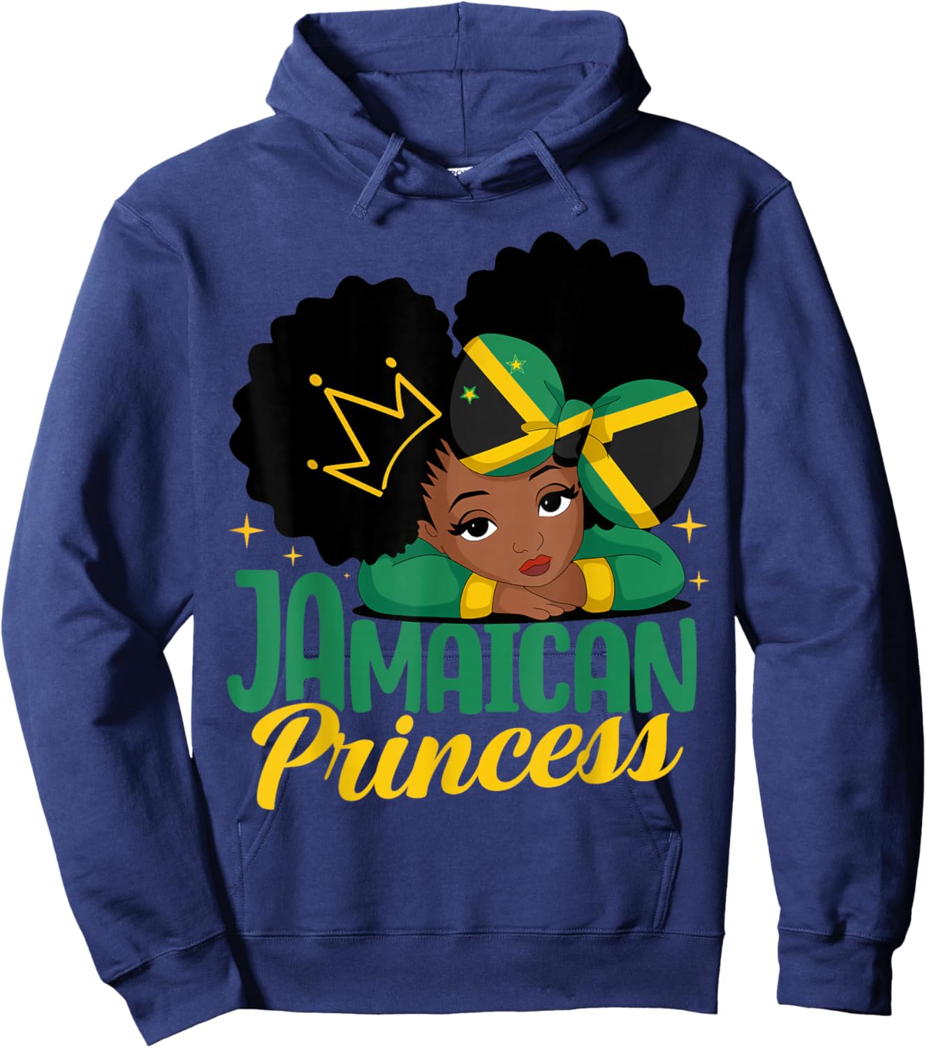 Jamaican Princess Jamaica Girl Melanin Cute Jamaican Flag Hoodie - Hoodie | Navy