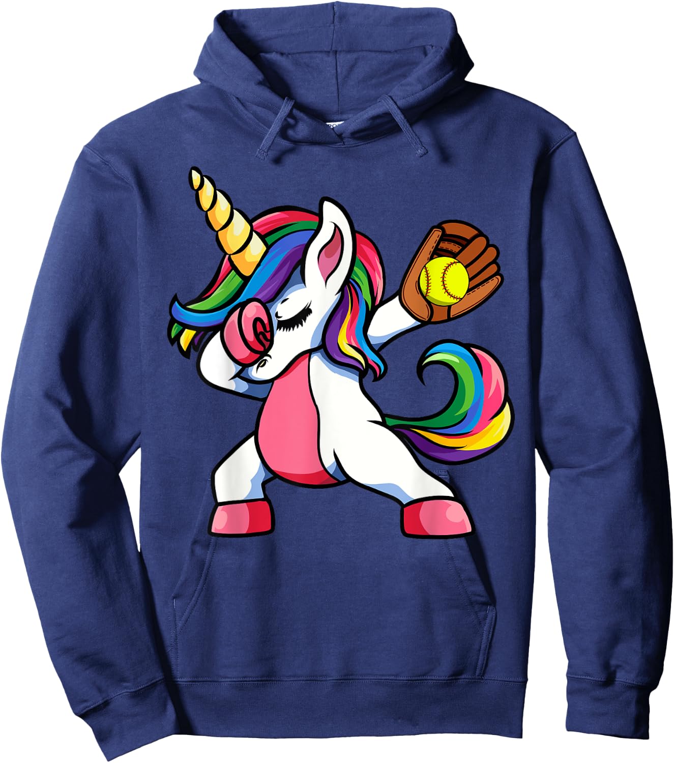 Girls Funny Dabbing Softball Unicorn Apparel Kids Dab Hoodie - Hoodie | Navy