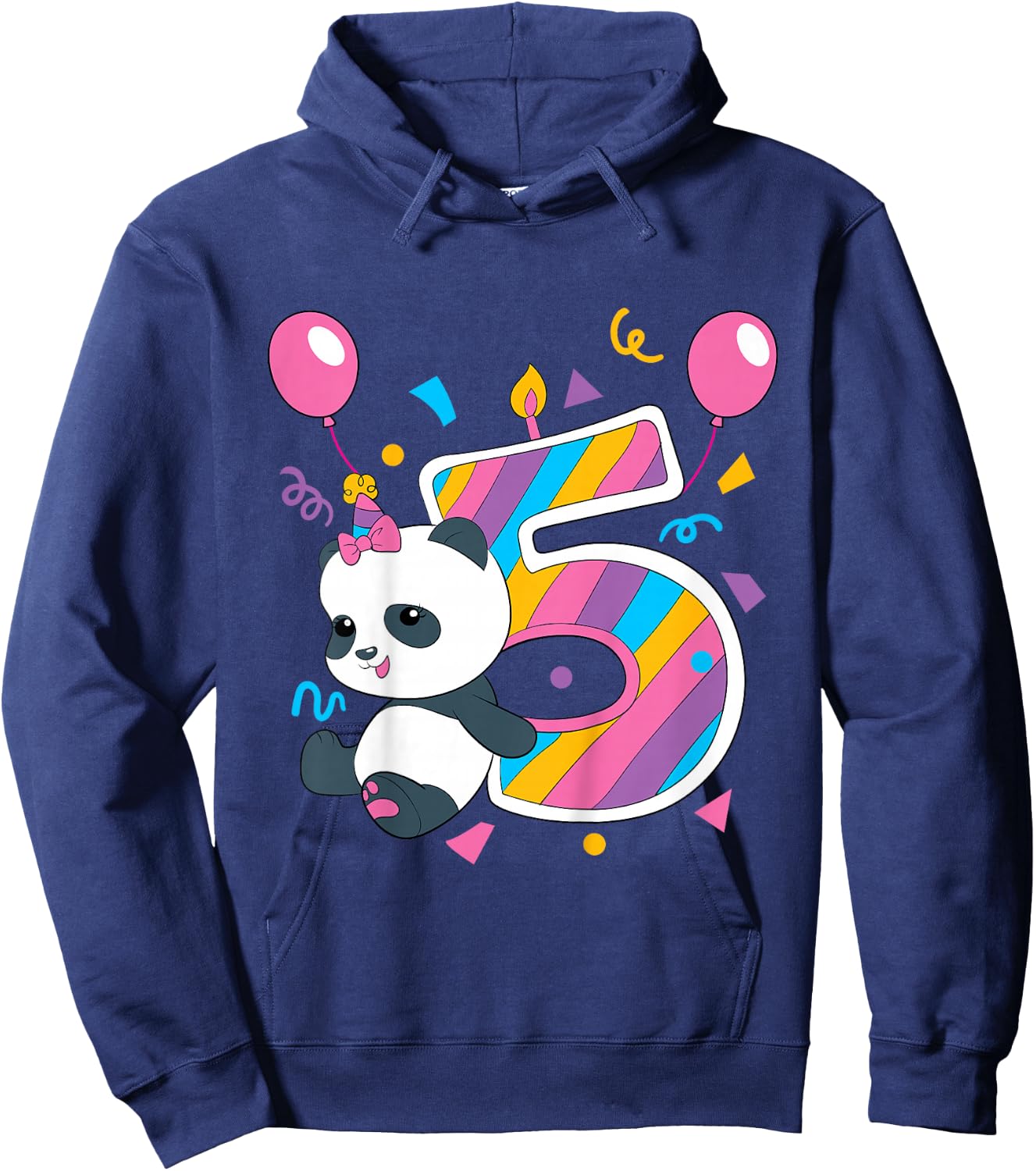 Panda I'm 5 Years Old Girls Birthday Party Hoodie - Hoodie | Navy
