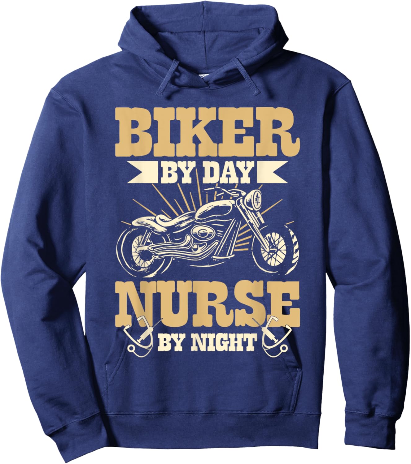 Biker By Day Nurse By Night Motorcycle Biking Nurses Hoodie - Hoodie | Navy