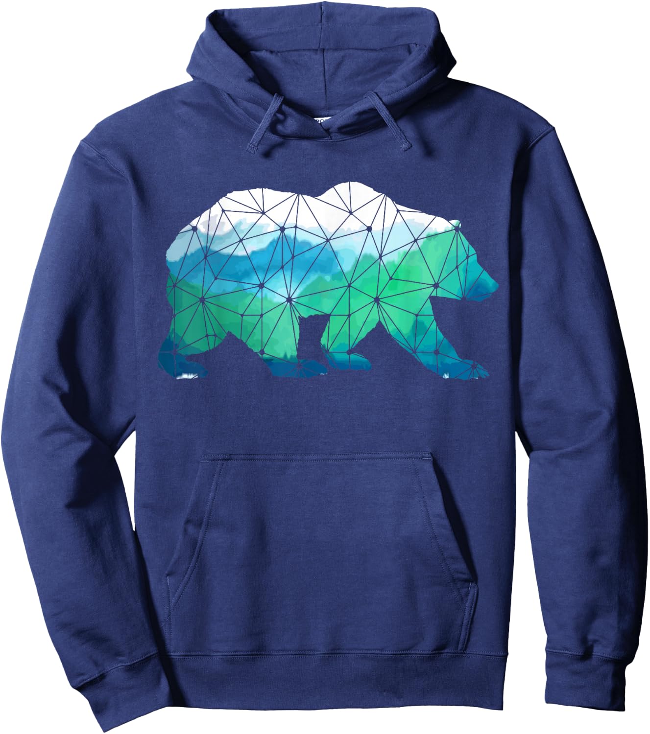 Bear Low Poly Mountains Grizzly Hiking Camping Camper Gift Hoodie - Hoodie | Navy