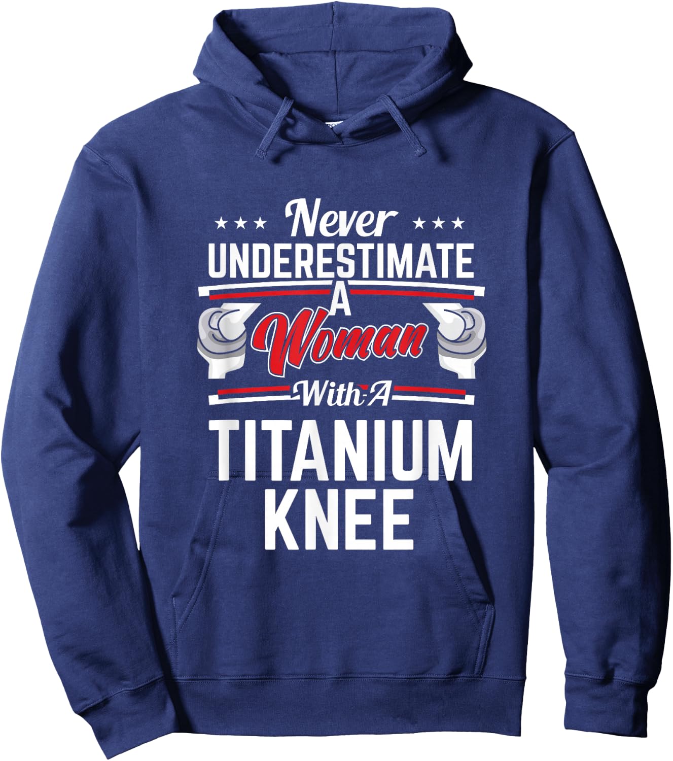 Funny Knee Surgery Recover Woman With Titanium Knee Hoodie - Hoodie | Navy