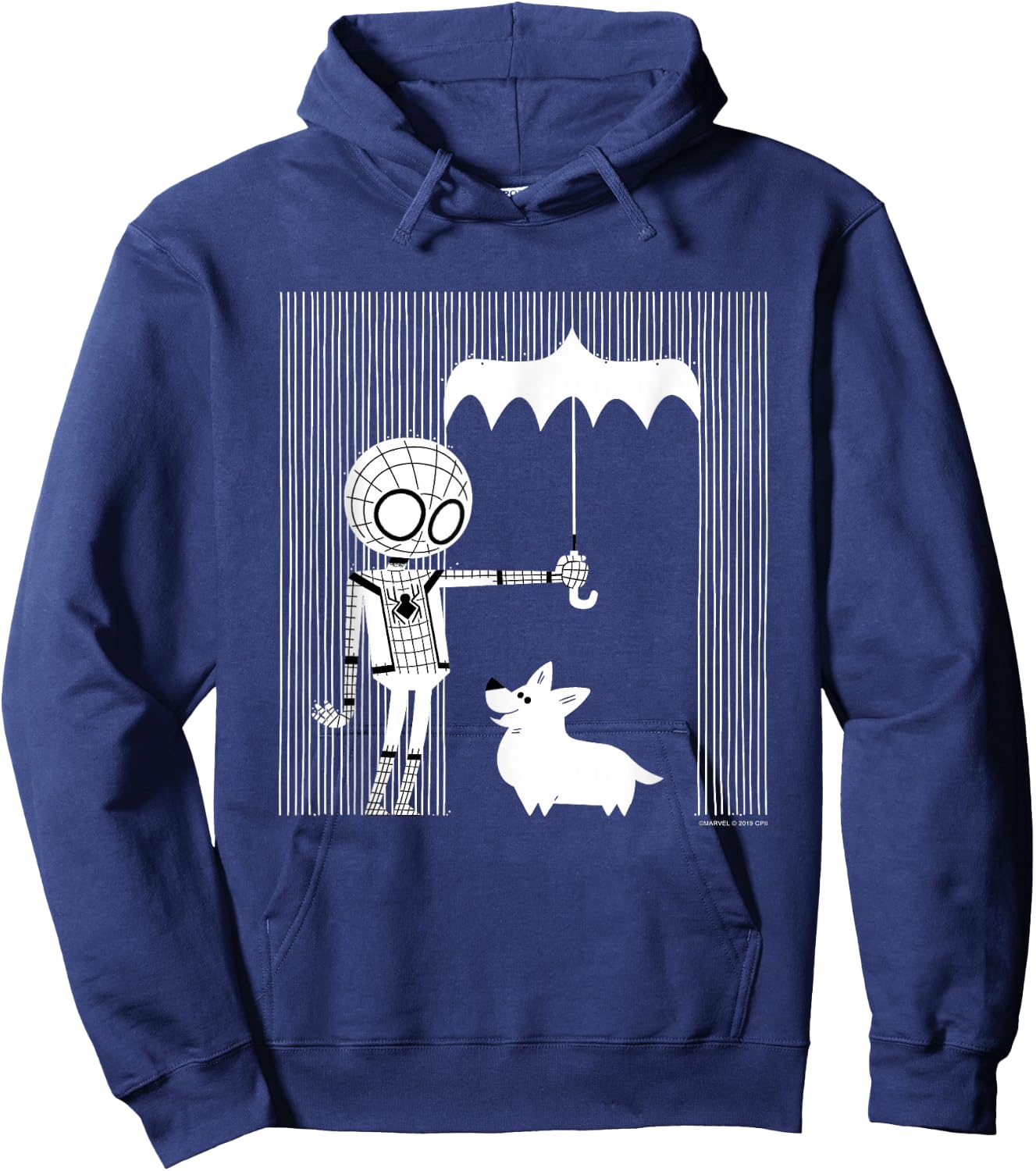 Marvel Spider-Man Far From Home Corgi In The Rain All White Hoodie - Hoodie | Navy