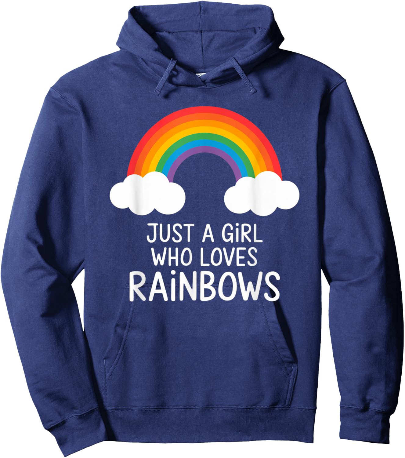 Just a Girl Who Loves Rainbows Cute Groovy Spring Summer Hoodie - Hoodie | Navy