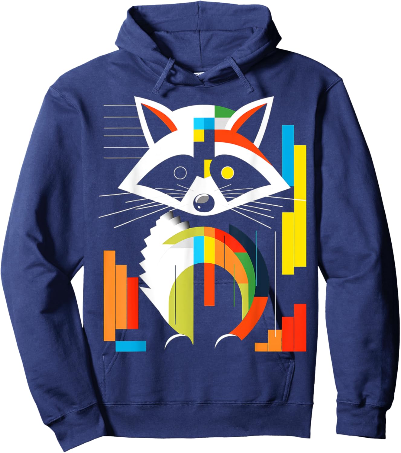 Raccoon Colorful Art Animal Geometric Graphic Raccoon Hoodie - Hoodie | Navy