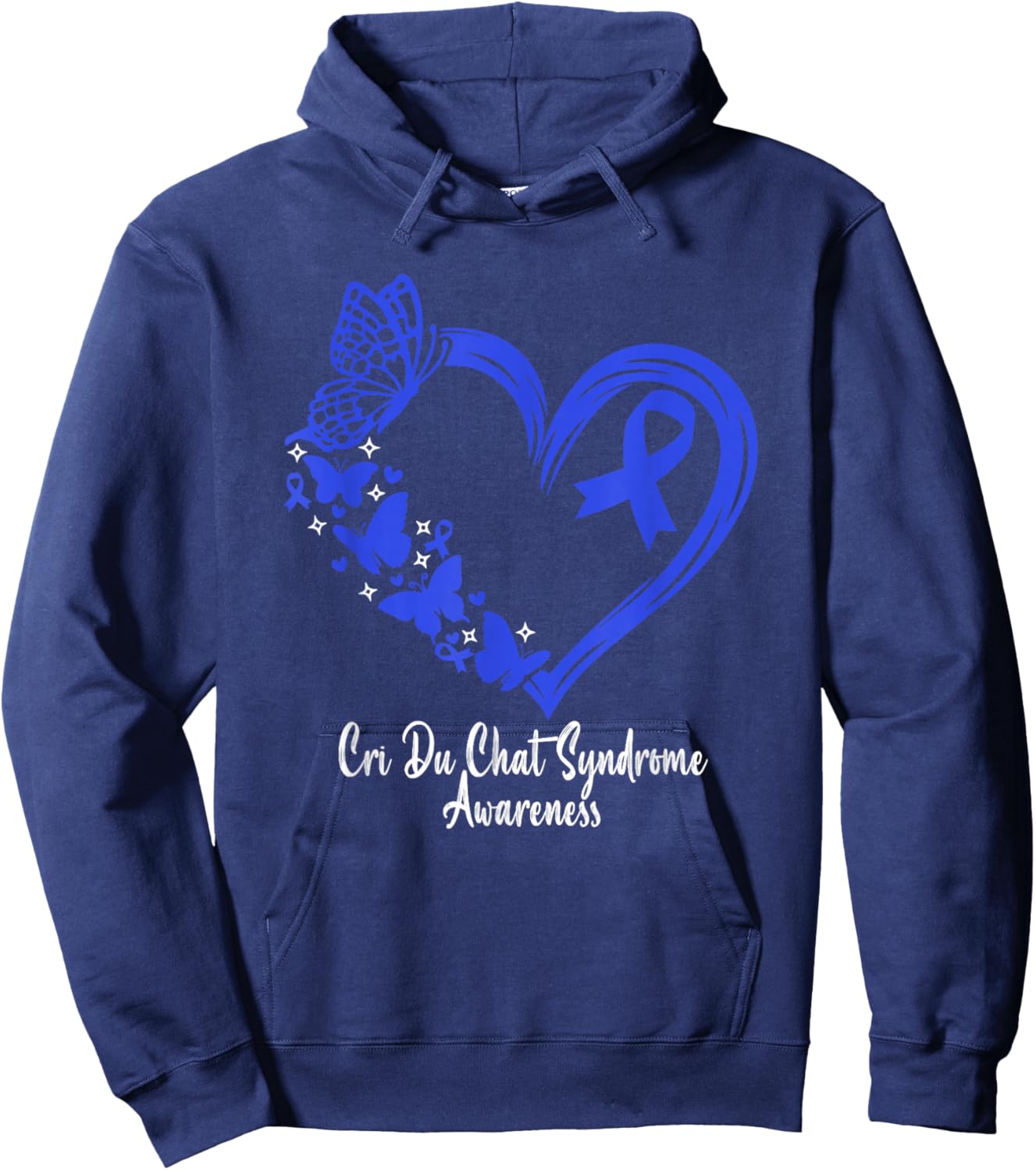 Cri Du Chat Syndrome Awareness Heart Cri Du Chat Syndrome Hoodie - Hoodie | Navy