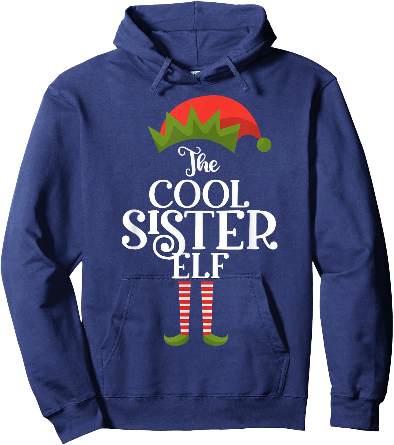 Sister Elf Xmas Funny Family Matching Group Christmas Hoodie - Hoodie | Navy
