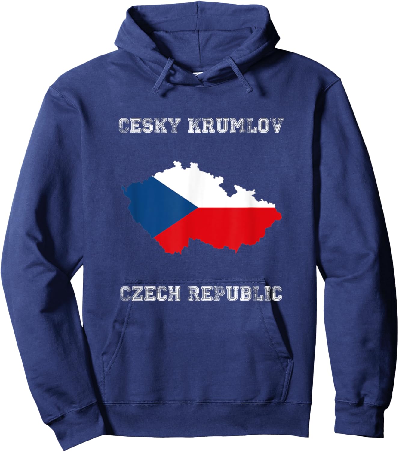 Cesky Krumlov Czech Republic Distressed Czech Republic Flag Hoodie - Hoodie | Navy
