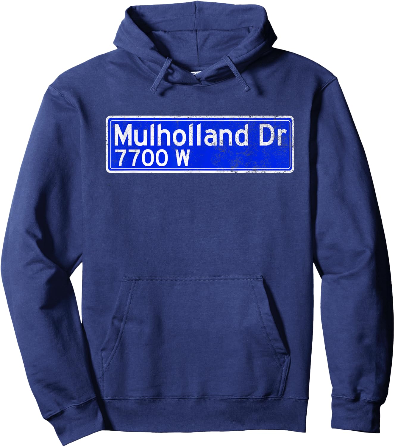 Mulholland Dr Street Sign Distressed Hoodie - Hoodie | Navy