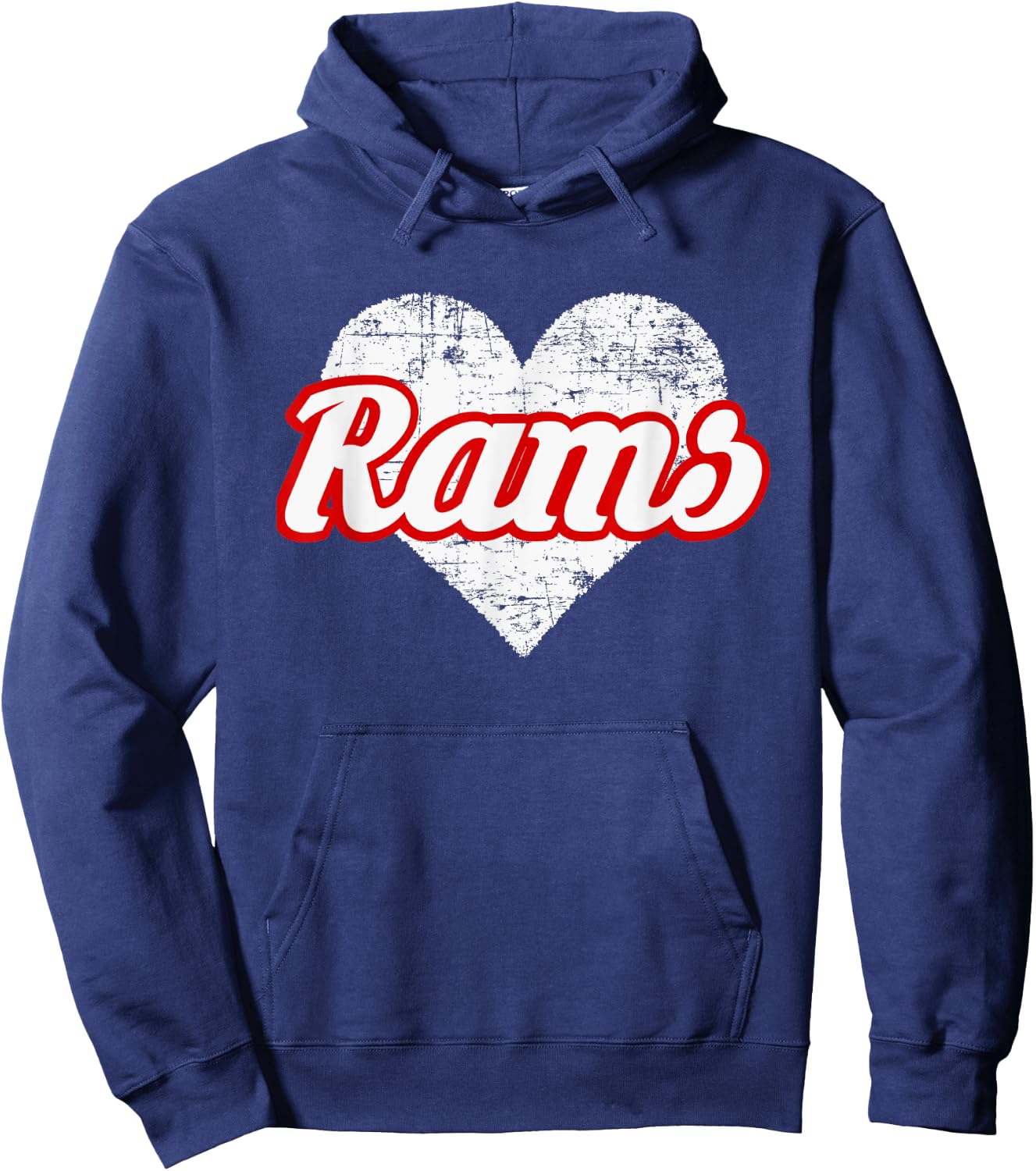 Edgewood Rams Over Heart Hoodie - Hoodie | Navy