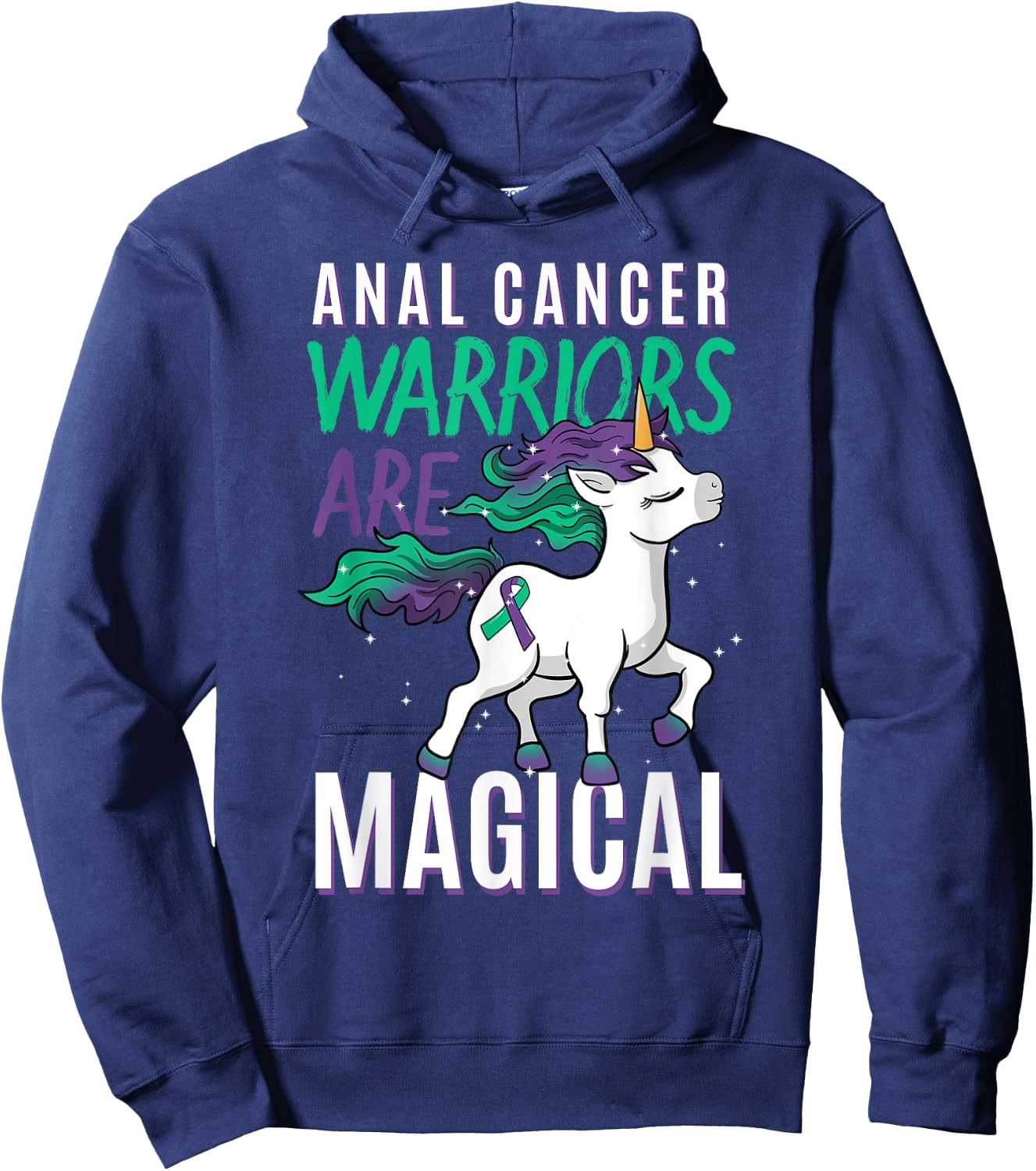Anal Cancer Awareness Supporter Fighter Unicorn Lover Gift Hoodie - Hoodie | Navy