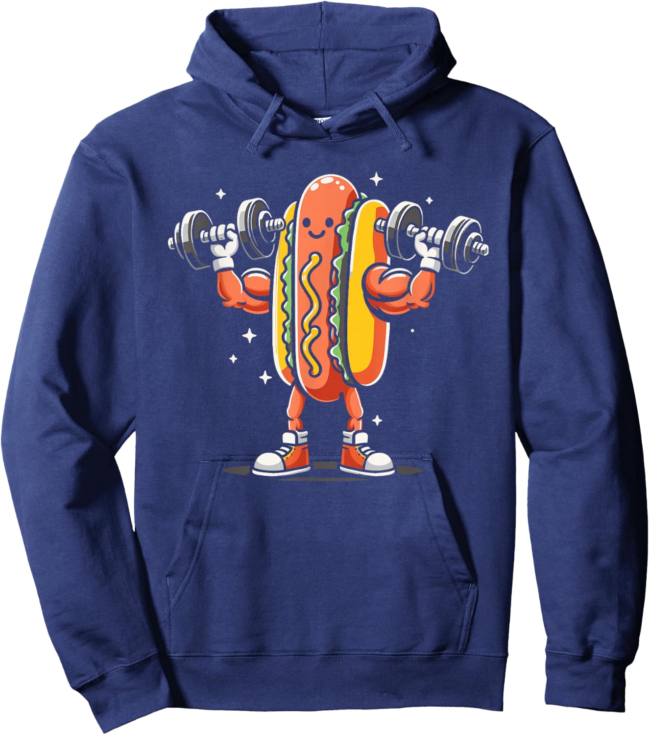 Hotdog Lifting Weights Funny Bodybuilding Weightlifting Hoodie - Hoodie | Navy