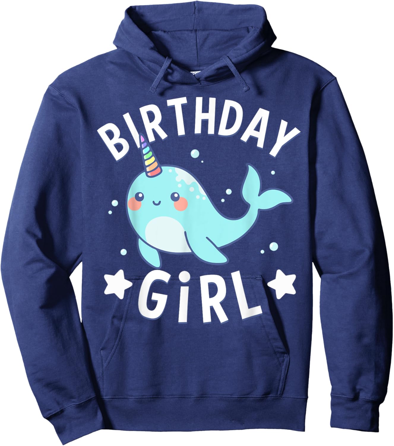 Birthday For Girl Party Cute Narwhal Sea Unicorn Hoodie - Hoodie | Navy