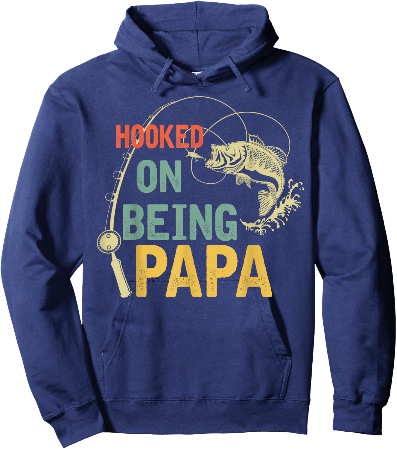 Father's Day Gift - Hooked on being Papa Hoodie - Hoodie | Navy