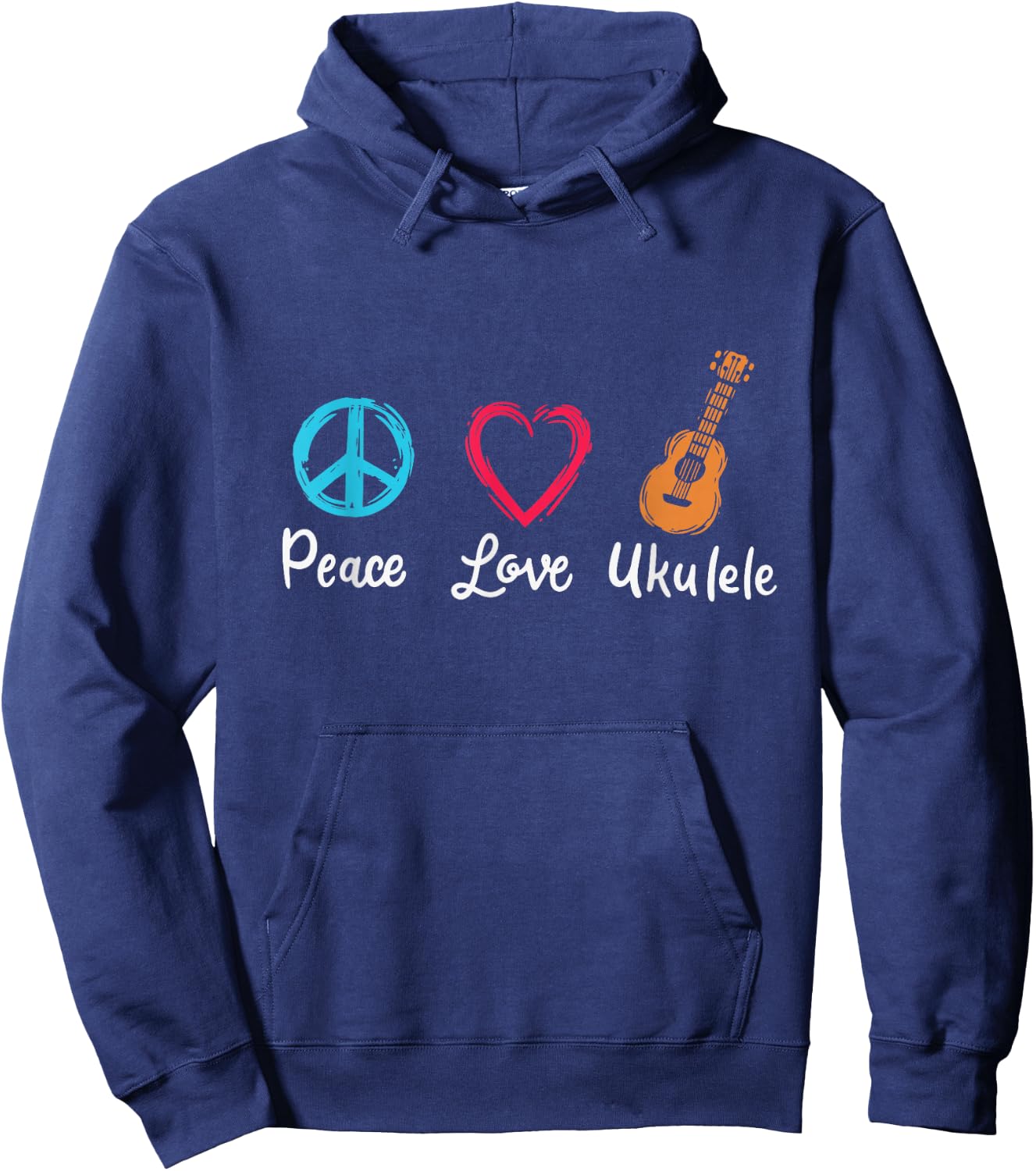 Peace Love Ukulele Hoodie - Hoodie | Navy