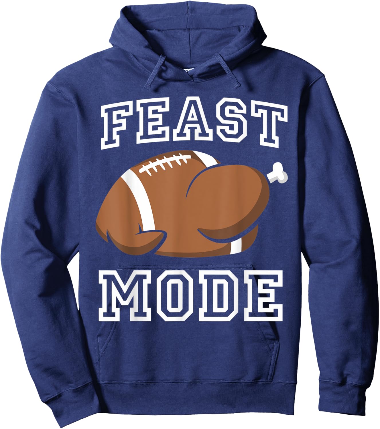 Feast Mode Football Turkey Cool Thanksgiving Hoodie - Hoodie | Navy