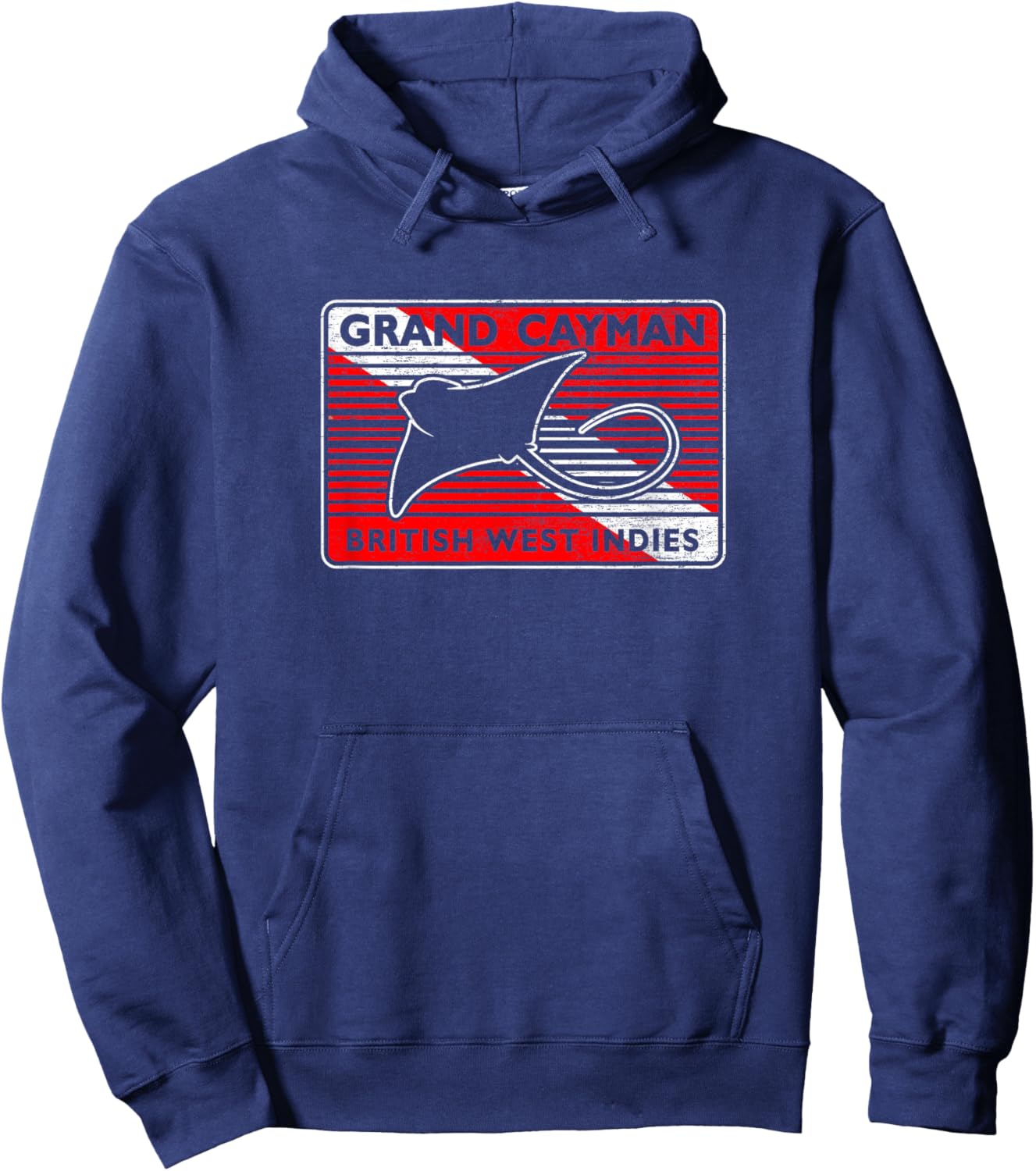 Retro Grand Cayman Islands Stingray City Scuba Diving Hoodie - Hoodie | Navy