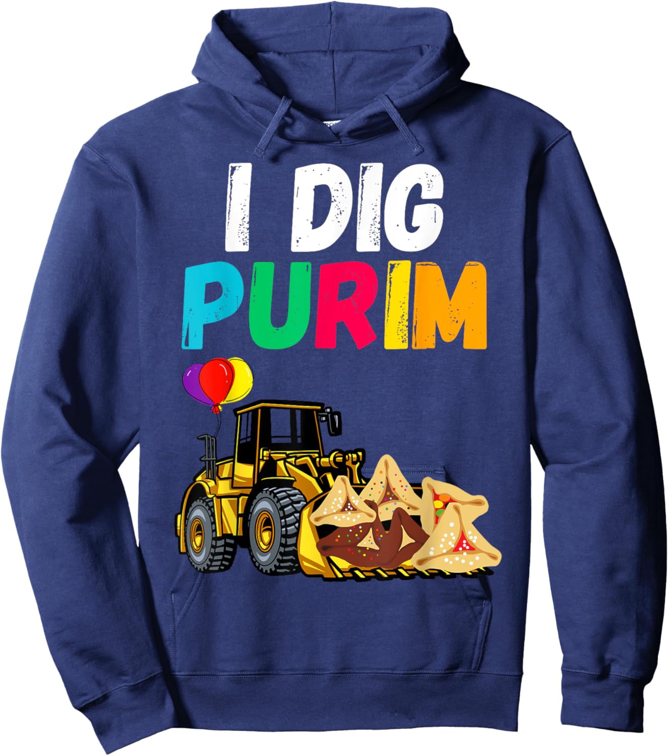 I Dig Purim Hamantaschen Tractor Jewish Toddlers Boys Girls Hoodie - Hoodie | Navy