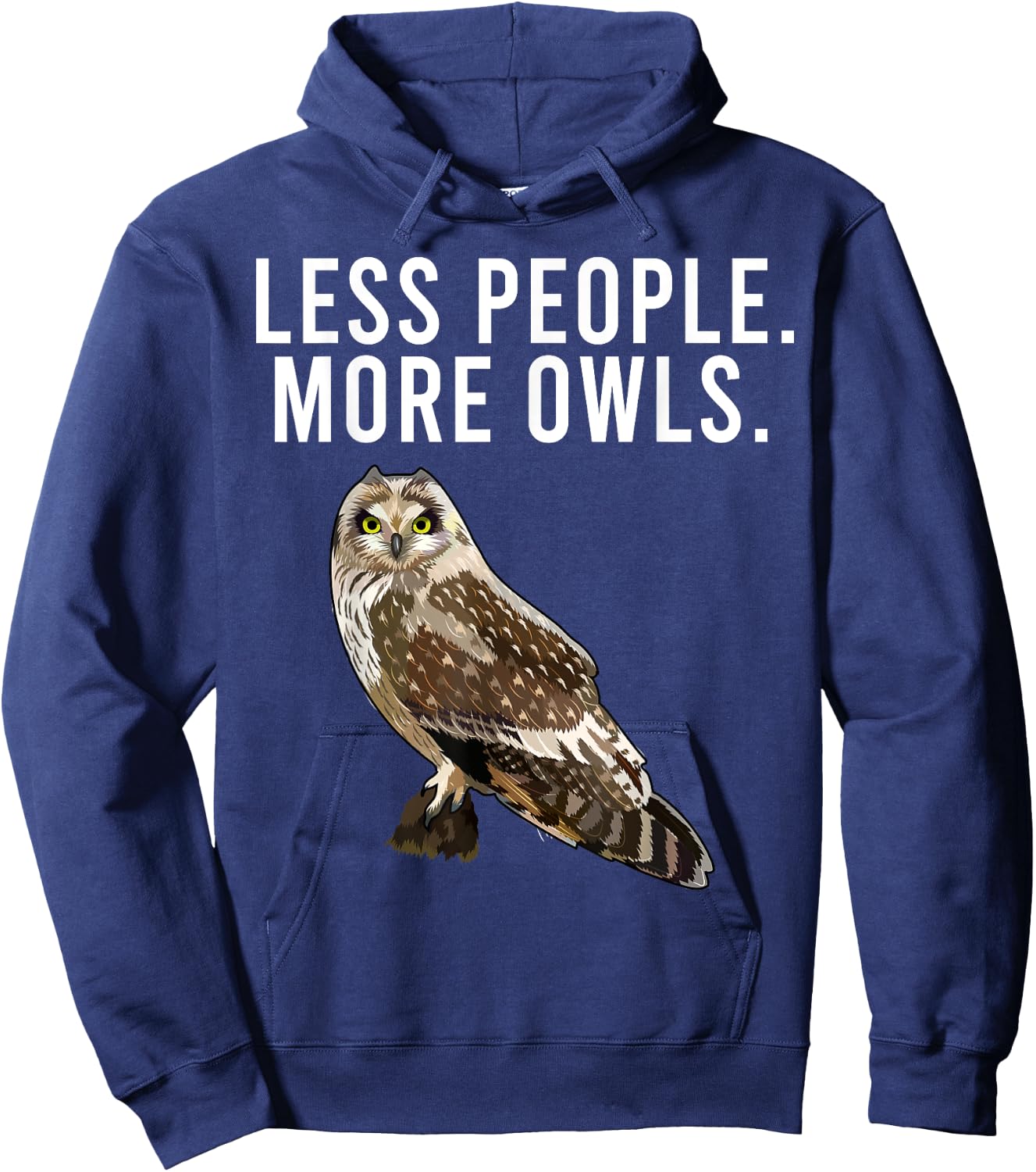 Less People More Owls Short-eared Owl Funny Introvert Hoodie - Hoodie | Navy
