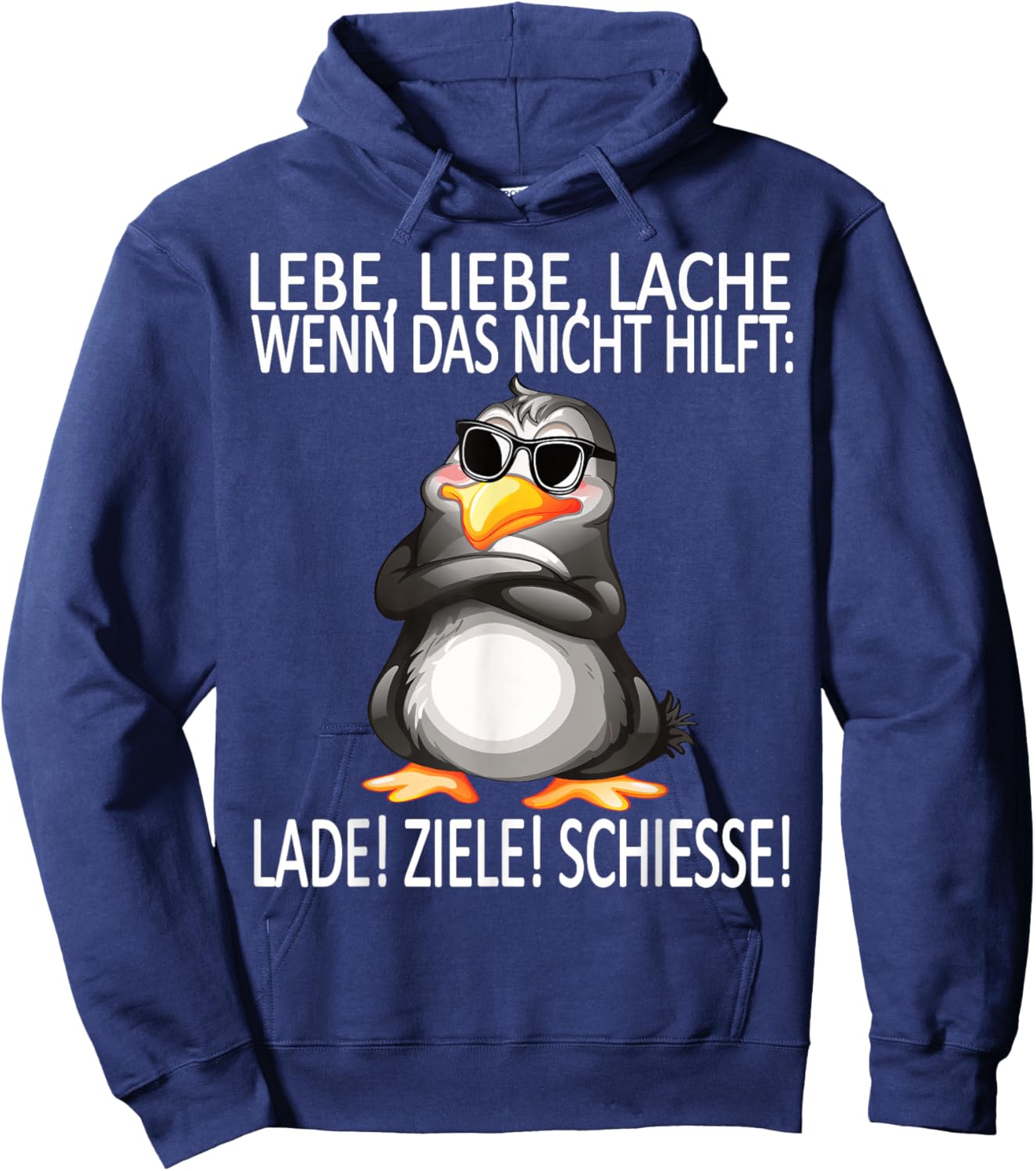 lebe liebe lache lustiges Design mit süßem Pinguin Hoodie - Hoodie | Navy