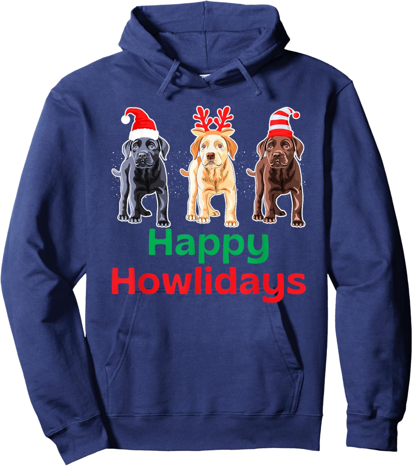 Black Yellow Chocolate Lab Christmas Labrador Howlidays Hoodie - Hoodie | Navy