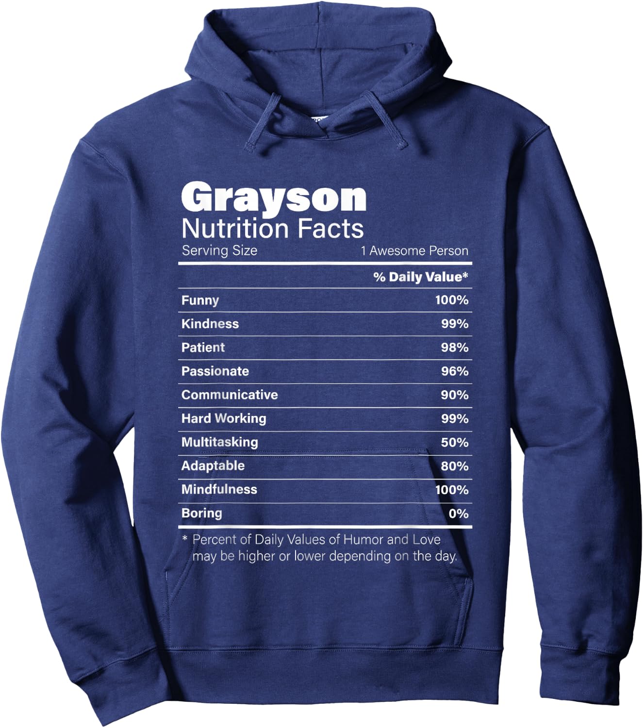 Grayson Nutrition Personalized Name Funny Hoodie - Hoodie | Navy