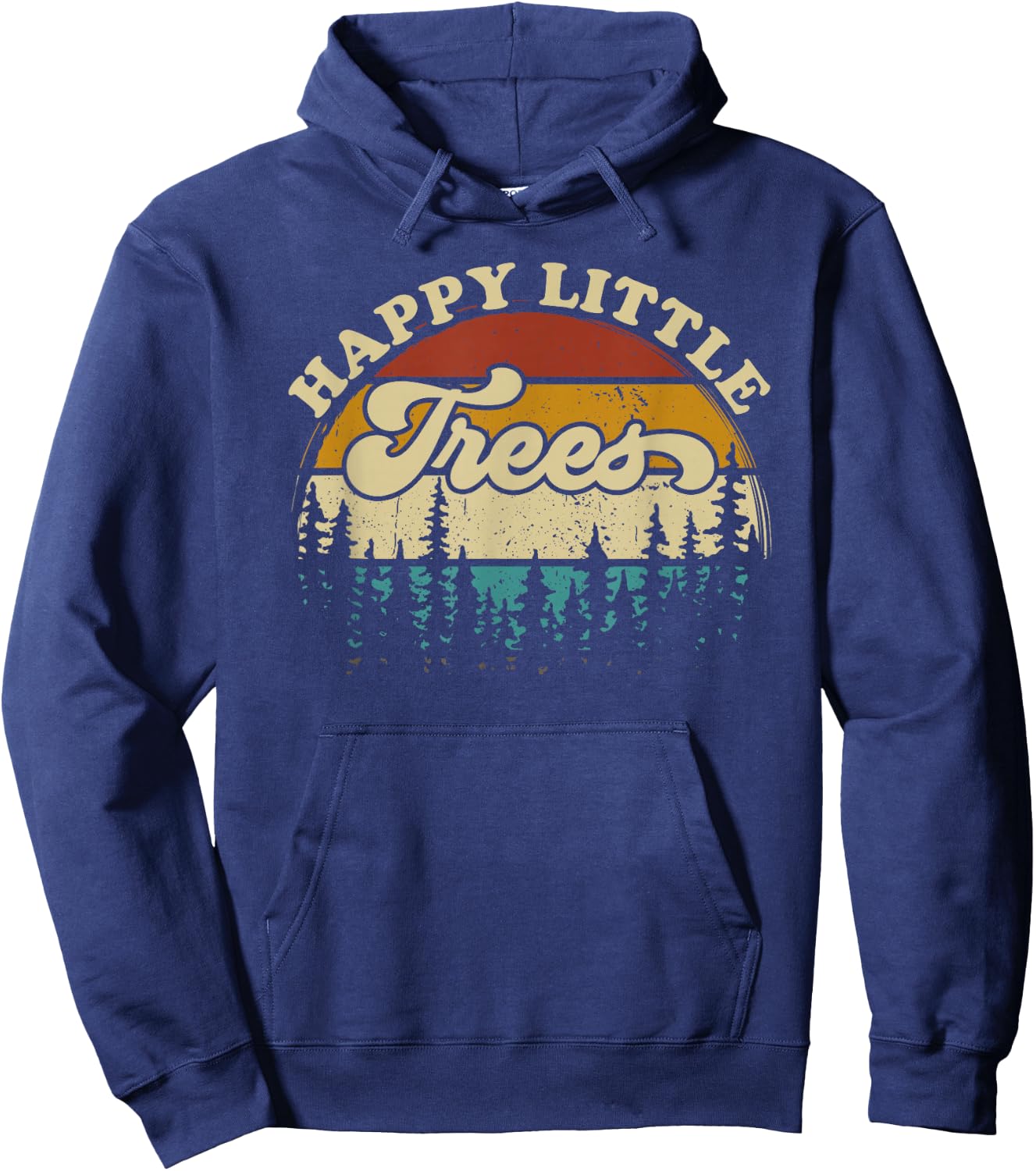 Happy little trees retro Style Camping forest vintage Hoodie - Hoodie | Navy
