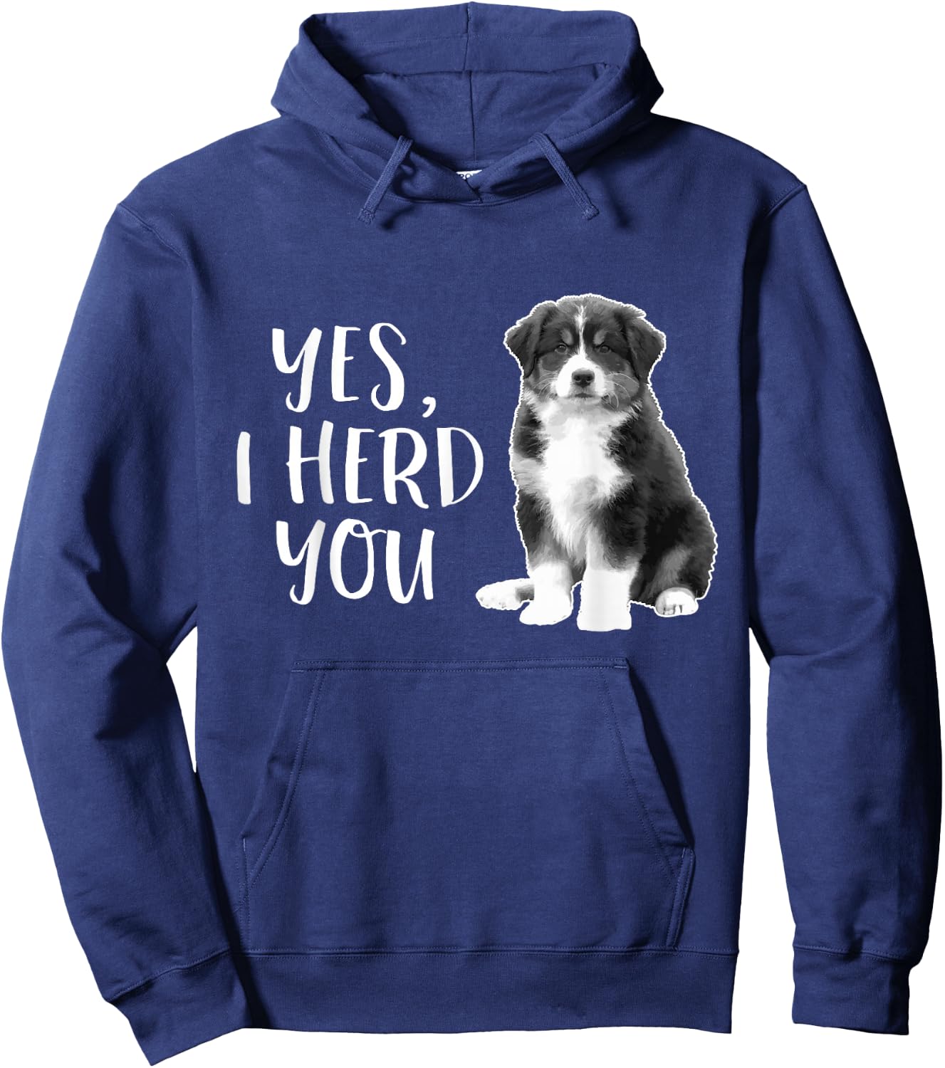 Australian Shepherd Herding Dog Funny I Herd You Mom Dad Small Hoodie - Hoodie | Navy