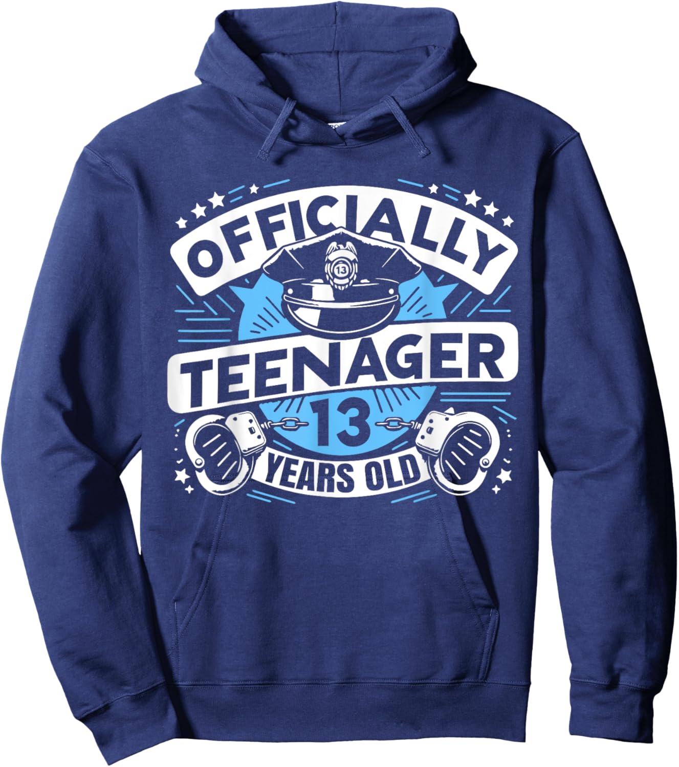 Officially Teenager 13 Year Boy 13th Birthday Cop Police Hoodie - Hoodie | Navy